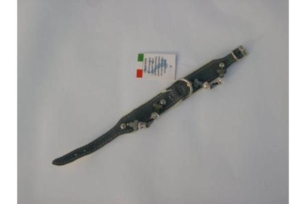 Halsband bl-grijs suede/leer