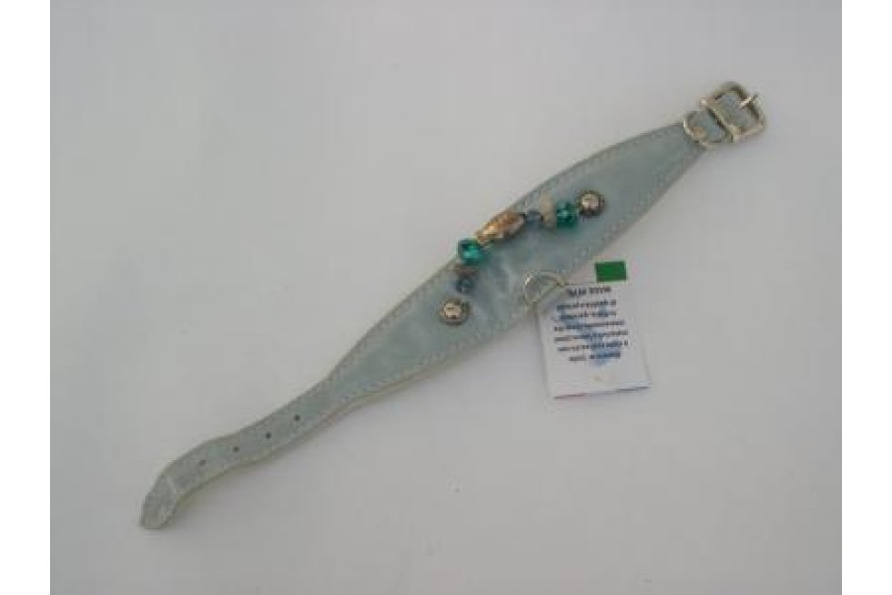 Halsband blauw lak/leer