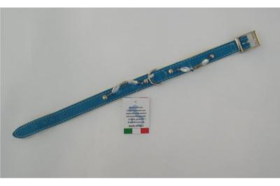 Halsband blauw suede/leer