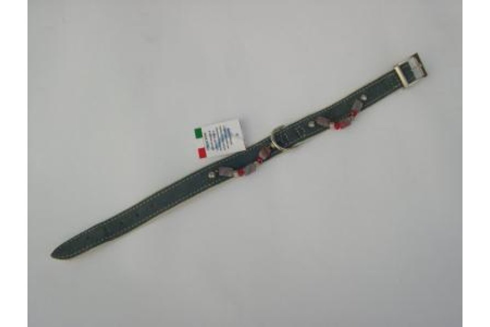 Halsband blauwgrijs suede /leer