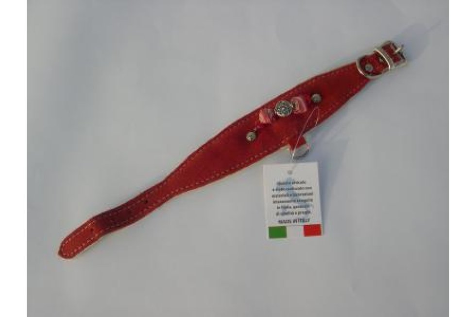 Halsband br-rood suede/leer