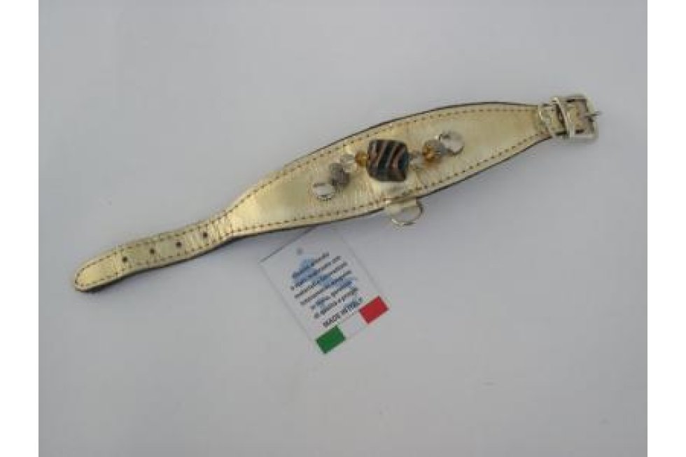 Halsband goud lak/leer