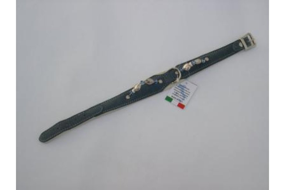 Halsband grijs suede/leer