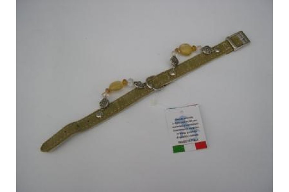 Halsband mosgroen suede/leer