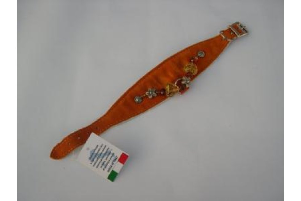 Halsband oranje suede /leer