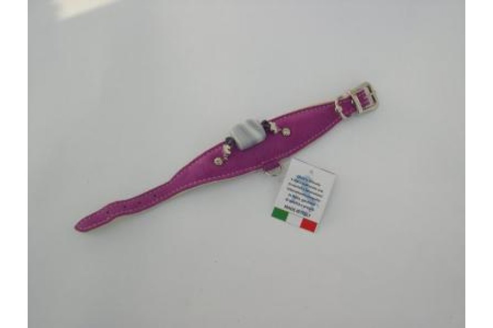 Halsband paars suede/leer