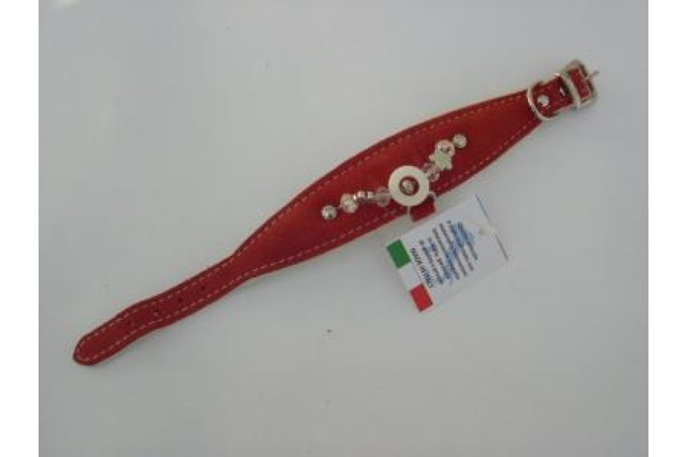 Halsband rood suede/leer