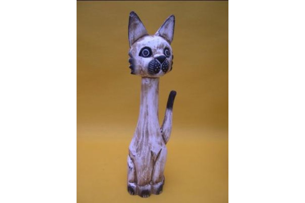 Kat Wit hout 41cm