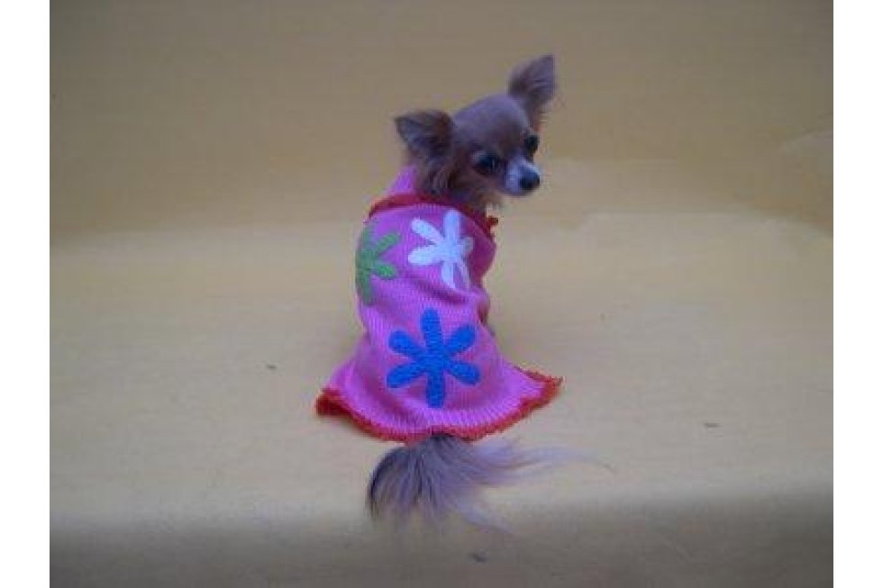 Trui roze/bloem XS/21cm