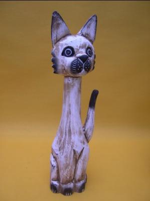 Kat Wit hout 41cm