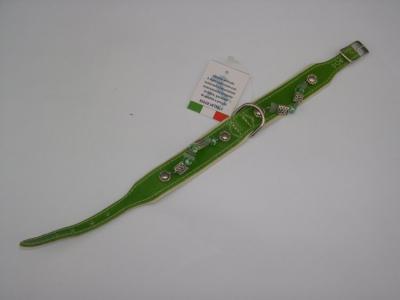 Halsband groen lak/leer