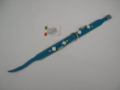 Halsband blauw suede/leer
