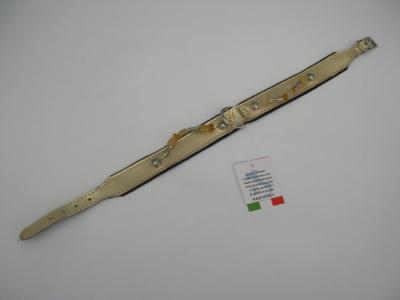 Halsband goud lakop zwart leer
