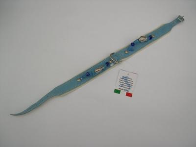 Halsband blauw suede/leer