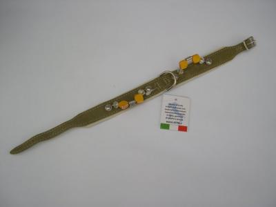 Halsband mosgroen suede/leer