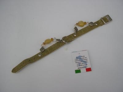 Halsband mosgroen suede/leer