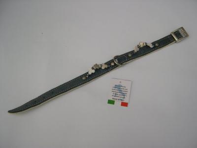 Halsband blauwgrijs suede/leer