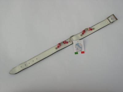 Halsband wit lakop zwart leer