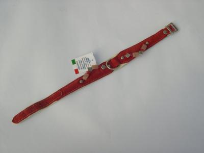 Halsband rood suede/leer