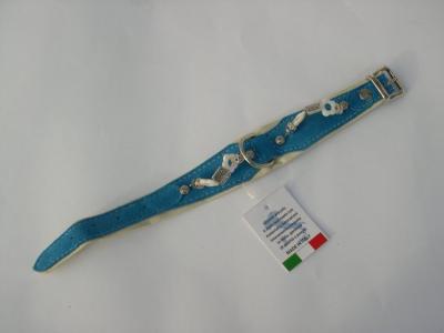 Halsband blauw suede/leer