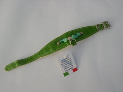 Halsband groen lak/leer