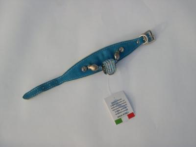 Halsband blauw suede/leer