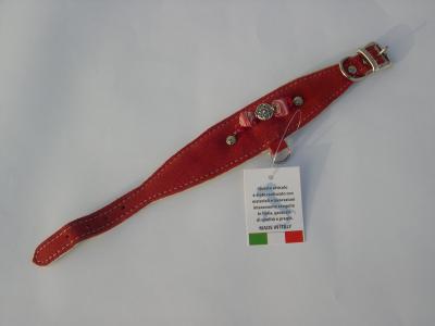Halsband br-rood suede/leer
