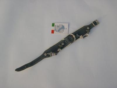 Halsband bl-grijs suede/leer