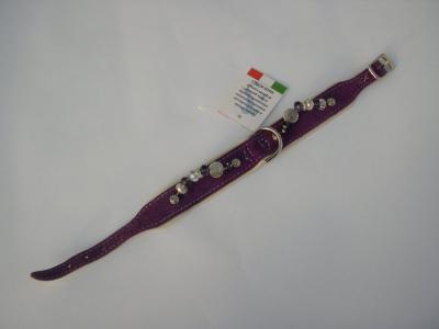 Halsband paars suede/leer