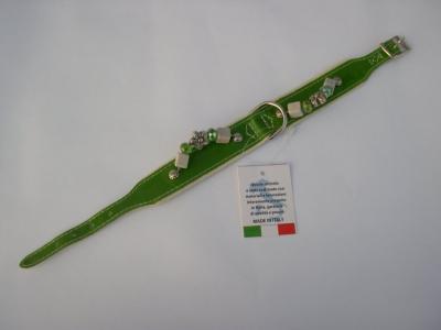 Halsband groen lak/leer