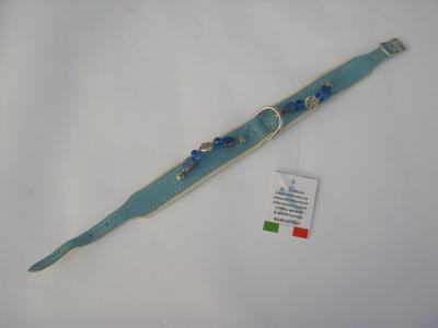 Halsband blauw suede/leer
