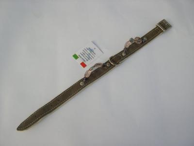 Halsband grijs suede/leer