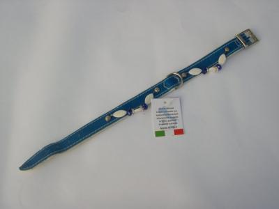 Halsband blauw lak/leer