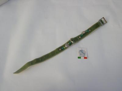 Halsband groen lak/leer
