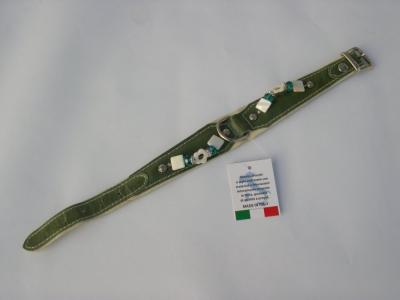 Halsband groen lak/leer