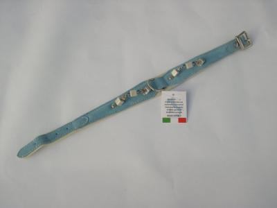 Halsband blauw suede /leer