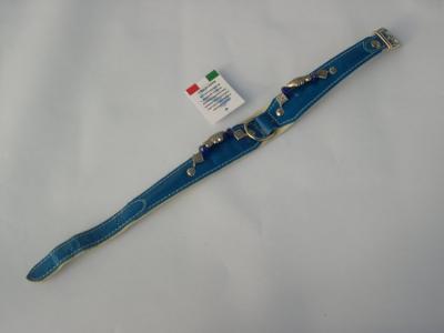 Halsband blauw lak/leer