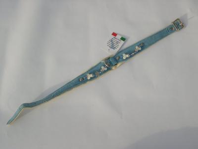 Halsband blauw suede /leer