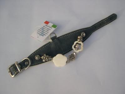 Halsband grijs suede /leer