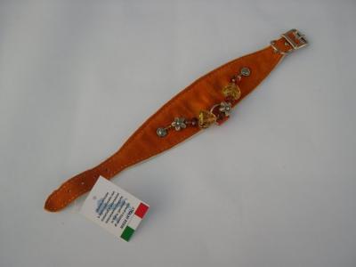 Halsband oranje suede /leer