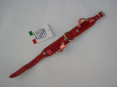 Halsband rood suede/leer
