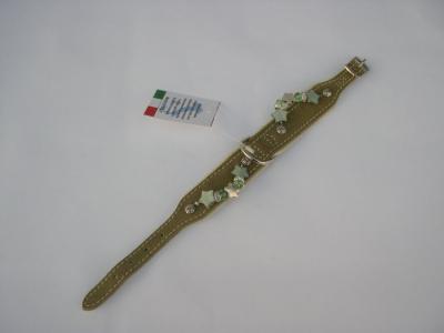 Halsband groen suede/leer