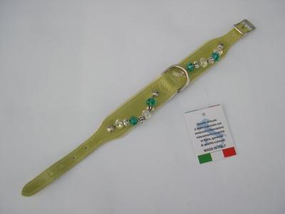 Halsband groen lak/leer