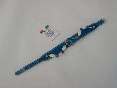 Halsband blauw lak/leer