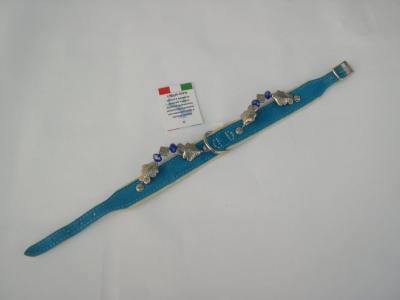 Halsband blauw suede/leer