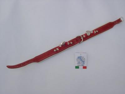 Halsband rood suede / leer