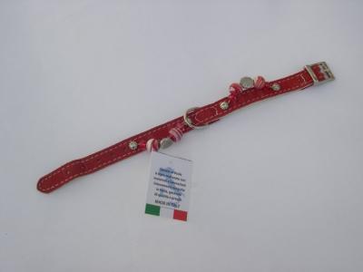 Halsband rood suede / leer