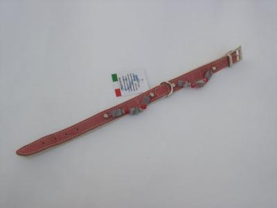 Halsband rood suede / leer