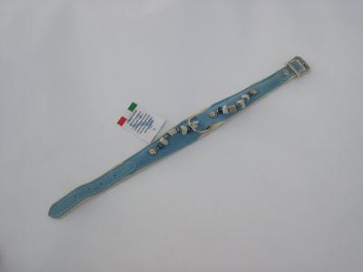 Halsband blauw suede / leer