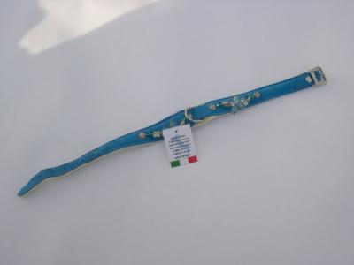 Halsband blauw suede/leer